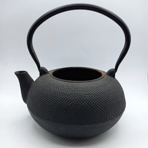 Vintage Cast Iron Tetsubin Tea Kettle Pot Large 9" Black 64 Oz. Capacity L7 - Picture 1 of 11