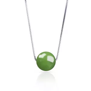 Jade Bead Pendant Designer Energy Man 925 Silver Jewelry Necklace Green Natural - Picture 1 of 7