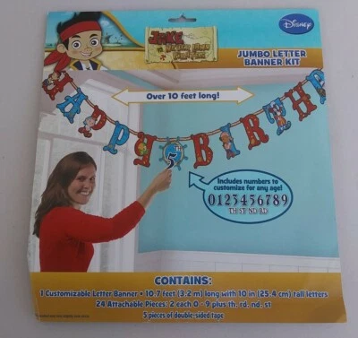 Jake and the Neverland Pirates Birthday Banner Kit Party Supplies Add an Age New - Image 1 of 2