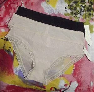 3 NEW ON GOSSAMER G0110 NEXT TO NOTHING MF LACE TRIM MODERN BRIEF PANTIES L - Picture 1 of 3