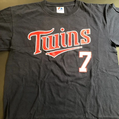 Minnesota TWINS Joe MAUER - Majestic Men's Shirt - Blue - Size Large / Sz L Cover