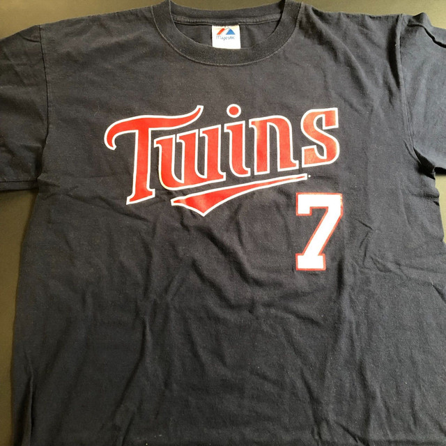 Minnesota Twins MLB Majestic Mens Wordmark T Shirt Navy Blue Size XL