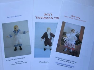 Knitting Patterns -1:12 scale 4 inch dollhouse little boy doll - SET 1 - Picture 1 of 5