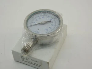 98141168 Stainless Steel PSI Gauge, 0-1500PSI, 4", 1/2"NPT Bottom Connection ... - Picture 1 of 5