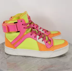 Gucci GG Logo 'Fluo Matt' Basketball Multicolor Neon High Top Sneakers Size 38 - Picture 1 of 18