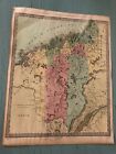 Carte antique David Burr 1835 Atlas Maine 11 x 14 couleur main Nouvelle-Angleterre WOW !