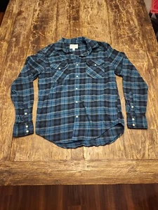Lucky Brand Knopfleiste Langarm kariert weiß Perle Druckknopf Größe Small - Bild 1 von 16
