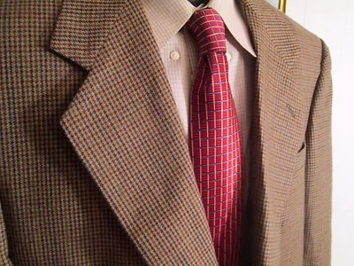 Abrigo deportivo Oscar de la Renta ámbar pata de gallo 2 botones lana para hombre 46R ventilado C18 Foto 1 de 4