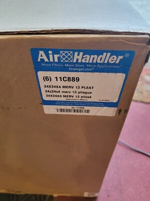 AIR HANDLER 11C889 Pleated Air Filter,24x24x4,MERV 13 PK 6, Free Ship Lower 48 - Image 1 of 3