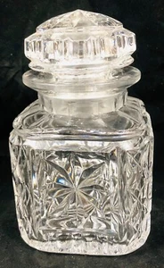 English cut glass crystal square jar with glass lid 11cm - Picture 1 of 6