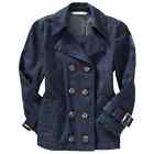 Old Navy Womens Coat Size S Blue Denim Cropped Buttonfront Trench Jacket NEW