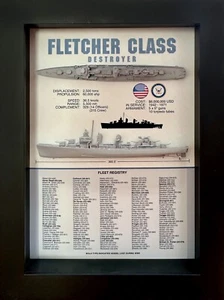 Fletcher Class Destroyer Memorial Vitrine, 2. Weltkrieg, 5,75"" x 7,75"" schwarz - Bild 1 von 3