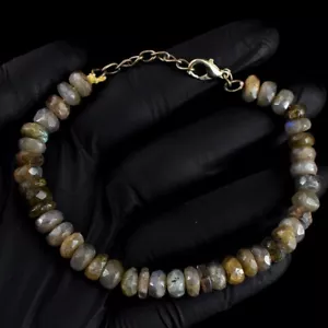 Faceted Superb Pattern Amazing Labradorite 92.00 Cts Beaded Bracelet VK 43 E673 - Picture 1 of 3