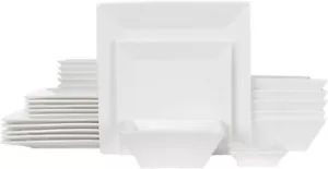 24-Piece Classic Square Dinnerware Set for 6 White Porcelain - AU Free Shipping - Picture 1 of 9