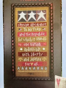 Sam Sarah Design Studio “I Pledge Allegiance Sampler” Sadie Stuart w/Needle Book - Picture 1 of 6