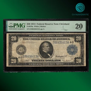 Fr.979a 1914 $20 Dollars Federal Reserve Note Cleveland, PMG 20, 38413 - Picture 1 of 2