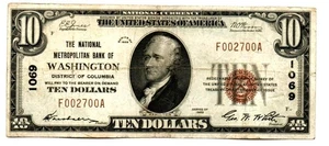 Washington, DC - 1929 Ty. 1 The National Metropolitan Bank Ch. # 1069 - Picture 1 of 2