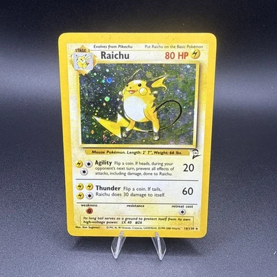 Pokemon TCG Raichu Base Set 2 16/130 holo rare 2000 WOTC LP SWIRL - Image 1 of 2
