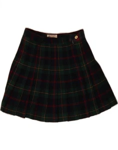 EXPRESS Womens Mini A-Line Skirt IT 42 Medium W28 Green Plaid Wool DM84 - Picture 1 of 3