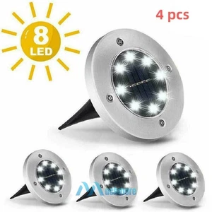 4Pcs Solar Ground Lights 8LED Outdoor Solar Disk Lights In-Ground Landscape Lamp - Picture 1 of 15