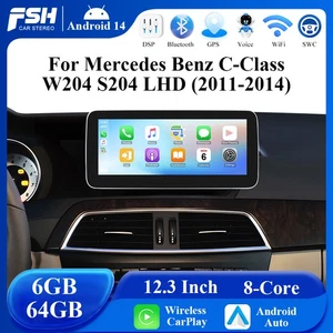 For Mercedes-Benz C-Class W204 NTG 4.5 12.3" Android 14 6+64GB CarPlay Sat Navi - Bild 1 von 20
