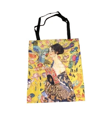 Gustav Klimt 印花亚麻油画托特包帆布可折叠购物袋 15x13 — 第 1/4 张图片