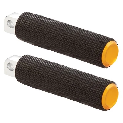 Arlen Ness 07-953 estriberas de pasajero negras moleteadas tapas doradas 18+ Harley Softail Foto 1 de 3