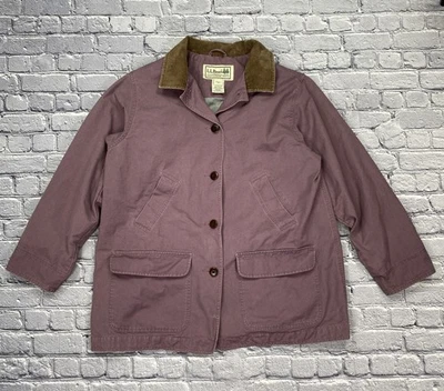 Vintage LL Bean Jacket Womens 1X Purple Field Coat Chore Barn Lined Canvas Work - Image 1 of 4