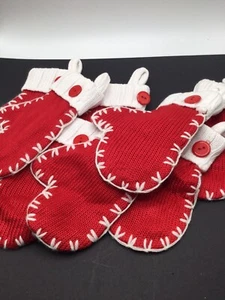 Santa Gloves Cutlery Holders Set of 8 Christmas Table Decor 7” Red and White - Picture 1 of 2