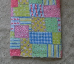 Patchwork Print Flannel Baby Blanket Receiving Pink Yellow Blue Heart Flower - Picture 1 of 10
