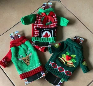 Uncle Bob’s Christmas Ugly Sweater Wine Bottle Holders Lot Of 3 Assorted (D) - Picture 1 of 8