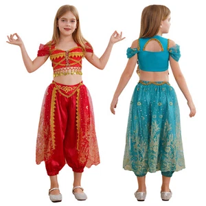 Kids Girls Costume Holiday Cosplay Sets Arabian Princess Belly Halloween Stage - Picture 1 of 32