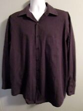 Alfani Black w/Purple & Gray Stripes Long Sleeve Dress Shirt - Size 17.5 36/37