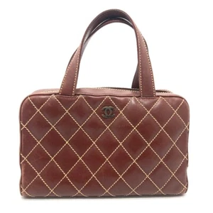 CHANEL CC Wild stitch Vintage fashion accessories Hand Bag Leather Brown - Foto 1 di 18