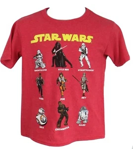 Star Wars Boys Red T-Shirt Officially Licensed Kylo Ren Rey Finn BB-8 R2-D2  - Picture 1 of 4