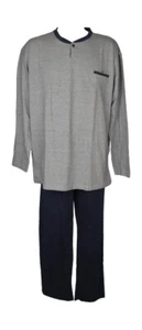 SG Herren Pyjama ALPINA Baumwolle Sommer Shirt Langarm Seraphinenkragen Hose - Bild 1 von 5