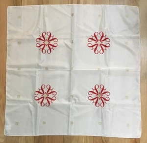 Vintage 1985 Avon Happy Holidays Thank you 30" quadratischer Schal weiß rot & gold - Bild 1 von 11