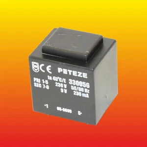TRANSFORMADOR DE IMPRESIÓN 9V 230MA 2W 230V 50/60 HZ TRANSFORMADOR DE POTENCIA DE RED PETEZE 33056 - Imagen 1 de 3