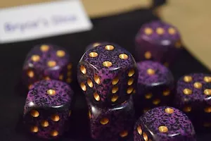 Speckled 16mm D6 RPG Chessex Dice (10 Dice) Hurricane Speckled Purple and Black - Picture 1 of 3