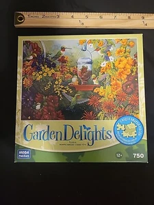 Mega Garden Delights 750 pc Puzzle 2010 Sealed Humming Birds Flowers Puzzle - Picture 1 of 6