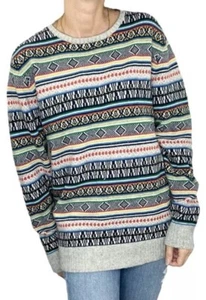RVLT Revolution Denmark grey blue fair isle Nordic crew neck ski sweater XL - Picture 1 of 11