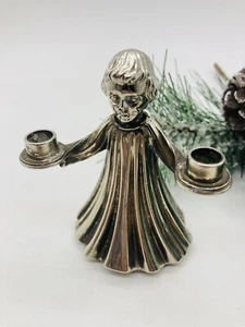 Vintage versilberter figürlicher Kerzenhalter 3,5" Chor Junge Mädchen Italien Italienisch - Bild 1 von 6