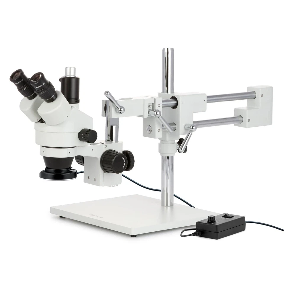 AmScope 3.5X-90X Trinocular Stereo Microscope with 144-LED Ring Light - Image 1 of 4