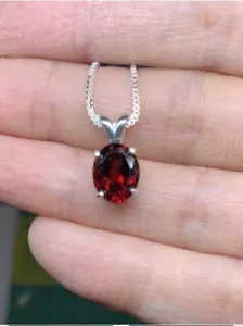 COLLANA CIONDOLO GRANATO SFACCETTATO 100% NATURALE 10x8MM GEMMA! CIONDOLO MADE IN USA - Foto 1 di 5