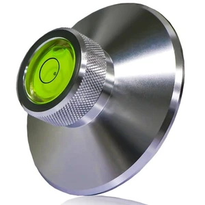 Aluminum LP Vinyl Turntable Record Weight Clamp Sliver Stabilizer+Bubble Level - Picture 1 of 10