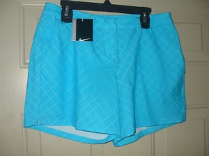 Nike Damen Golfshorts #856791 türkis kariert Fuß Knopf Clip Reißverschluss ft/bk Taschen neu mit Etikett - Bild 1 von 4