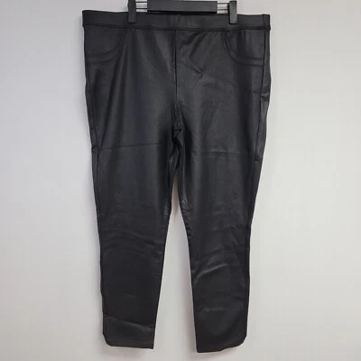 Pantalones Knox Rose Negros Imitación Cuero Talla XXL Leggings tiro alto Pull On Cónicos Foto 1 de 4