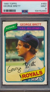 1980 Topps George Brett #450 HOF Kansas City Royals PSA 9 Mint DEAD CENTERED - Bild 1 von 4