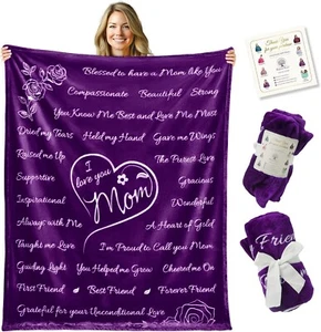 Purple Cozy Blanket for Mom - 65"x50" Mother's Day Gift from Daughter, Birthday - Picture 1 of 6