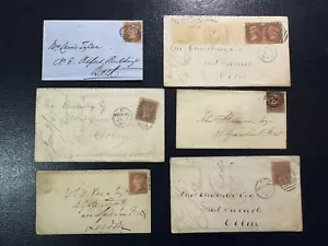 Set Of 6 Letter Envelopes Penny Red Stamps - Picture 1 of 10